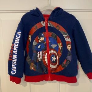 Marvel Team Captain America - Team Ironman Reversible Zip Up Sweatshirt. Size 2